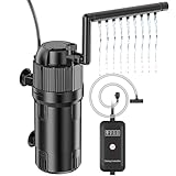 Forever Speed 5-in-1 Aquarium Innenfilter mit UVC Klärer 3 Watt, Aquarium Filter Pumpe inkl Einstellbarer Durchfluss 400L/h für 40-120L Aquarien