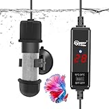 hygger Aquarium Heizung 25W, Aquarium Heizstab einstellbar Aquariumheizer, 15-34°C, Digital Aquariumheizer mit Temperatur Controller, für Salzwasser und Süßwasser Fischtanks Schildkröte Tank 20-40L