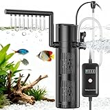 everfarel 5-in-1 Aquarium Filter mit 6W UVC Klärer Aquarium Innenfilter mit Timer, Aquariumpumpe inkl Einstellbarer Durchfluss für 20-1500L Aquarien (8W 500L/H)
