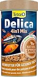 Tetra Delica Mix Naturfutter - Mischung mit 4 verschiedenen Futtertieren (Wasserflöhe, Artemia, Krill, Gammarus), natürliche Snacks für Zierfische, 250 ml Dose
